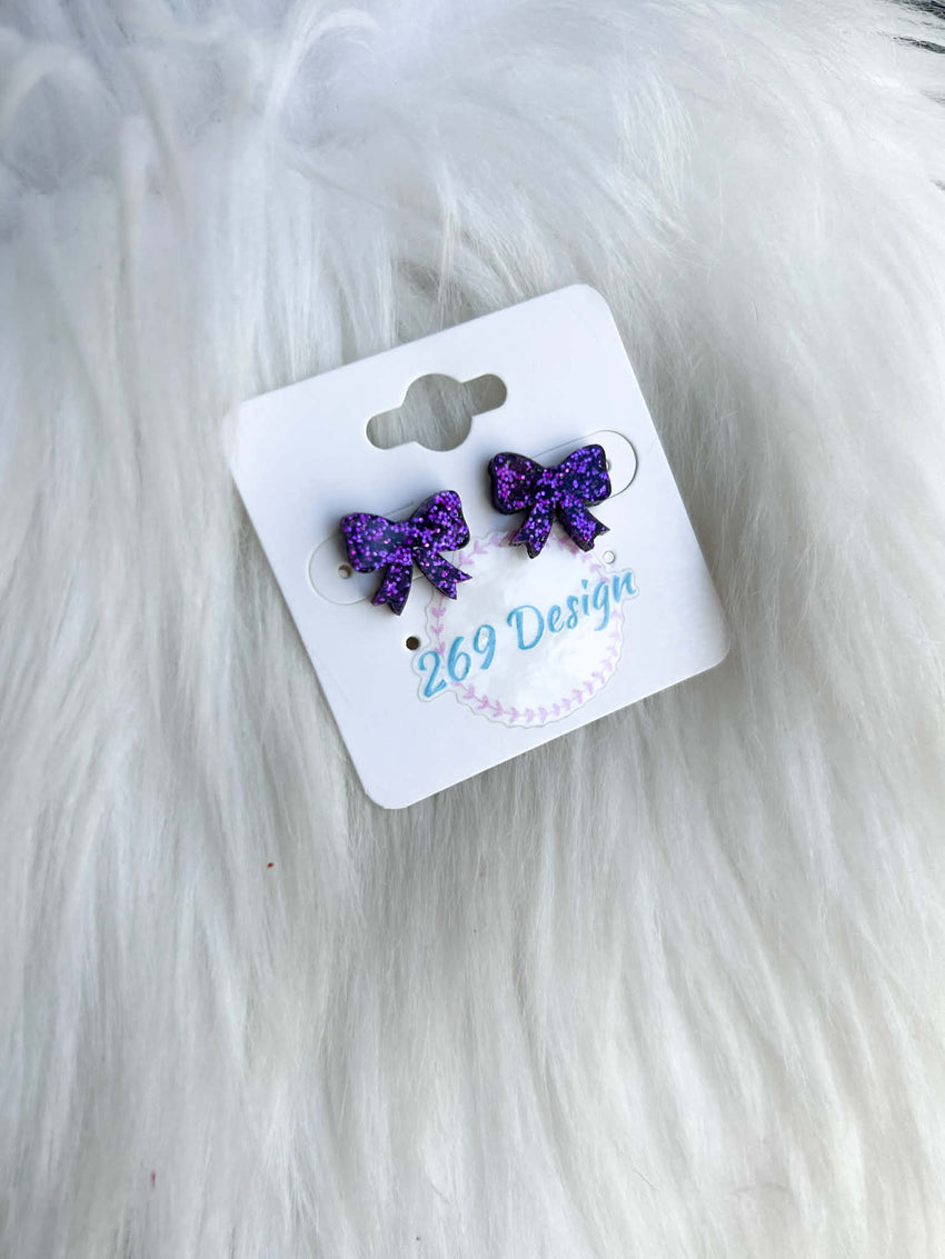 Glitter Bow Studs