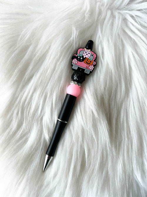 Halloween Pickup - Pink/Black Sparkle on Black Pen