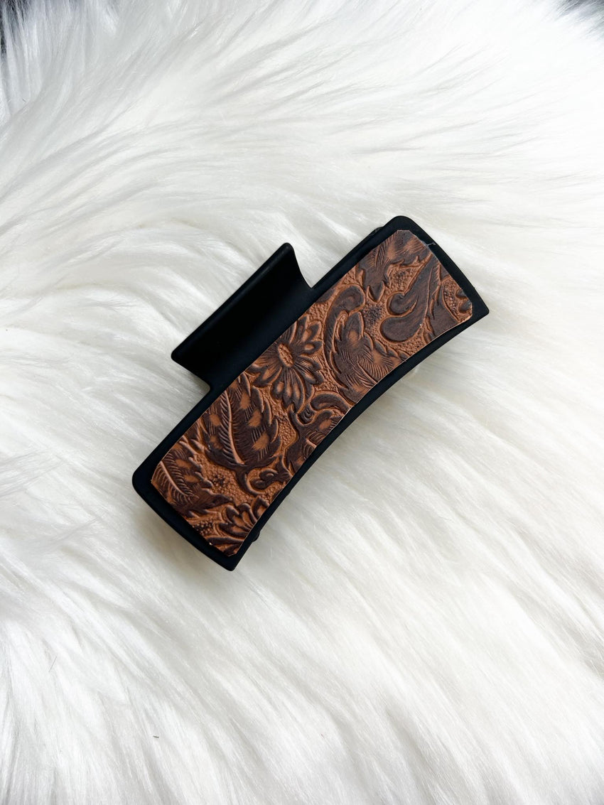 Embossed Leather Hair Clip (Large)