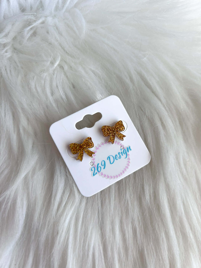 Glitter Bow Studs