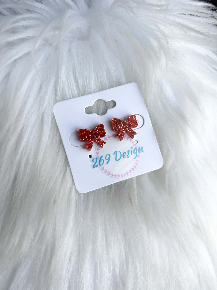 Glitter Bow Studs