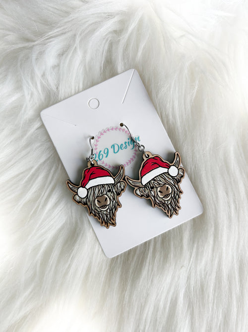 Highland Cow Santa Hat Dangles