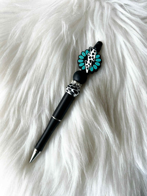 Cow Print Lightning - Black/White Cow print/Black on Black Pen