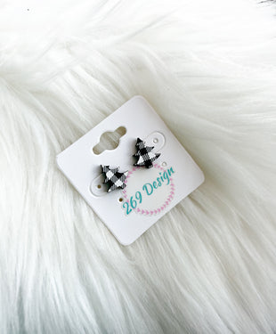 Black and White Buffalo Plaid Tree Studs