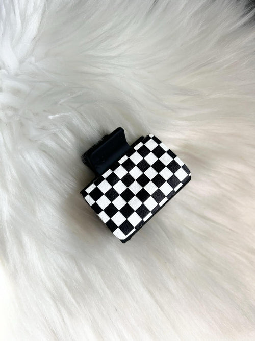 Black and White Checkerboard Hair Clip (Small)