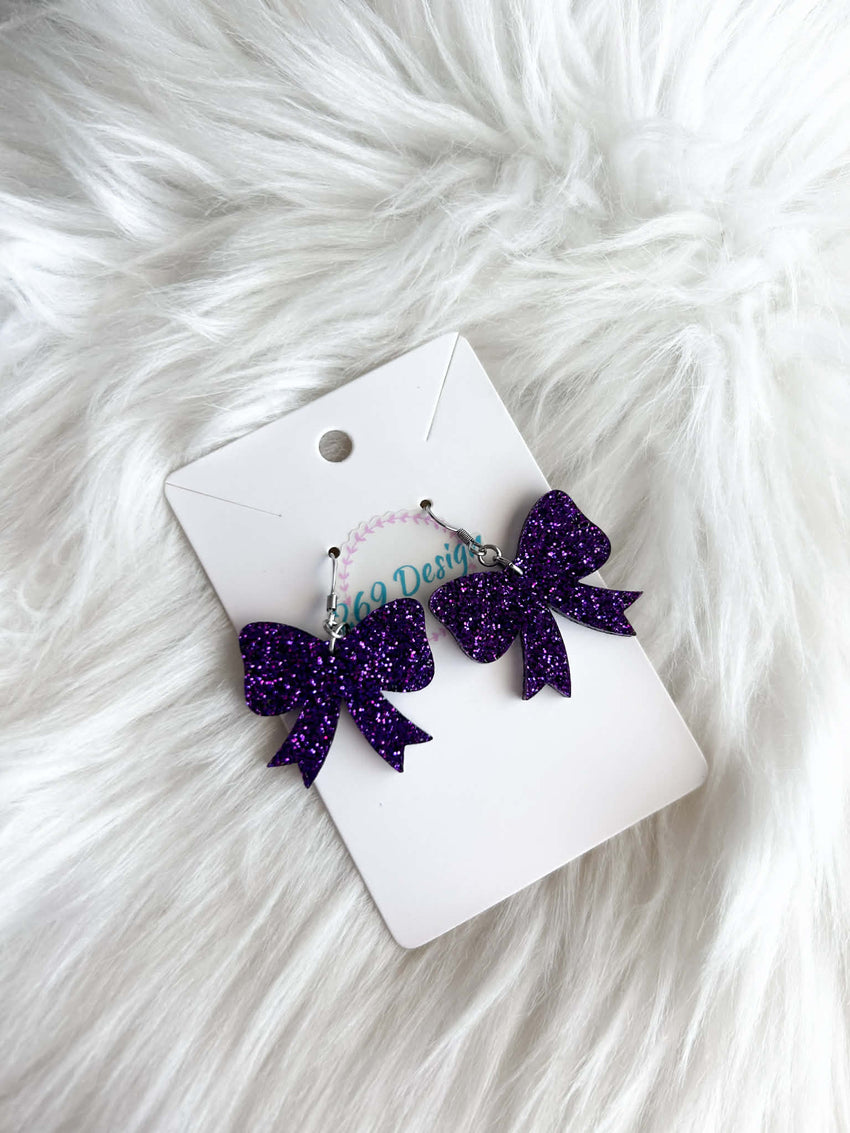 Glitter Bow Dangles