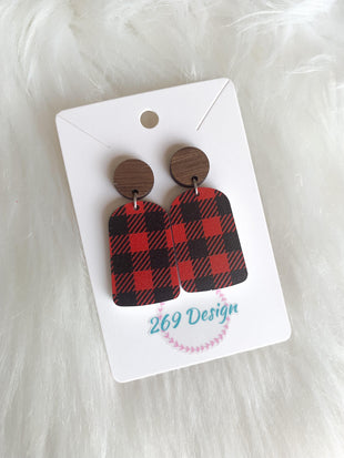 Red and Black Buffalo Plaid (Wood)