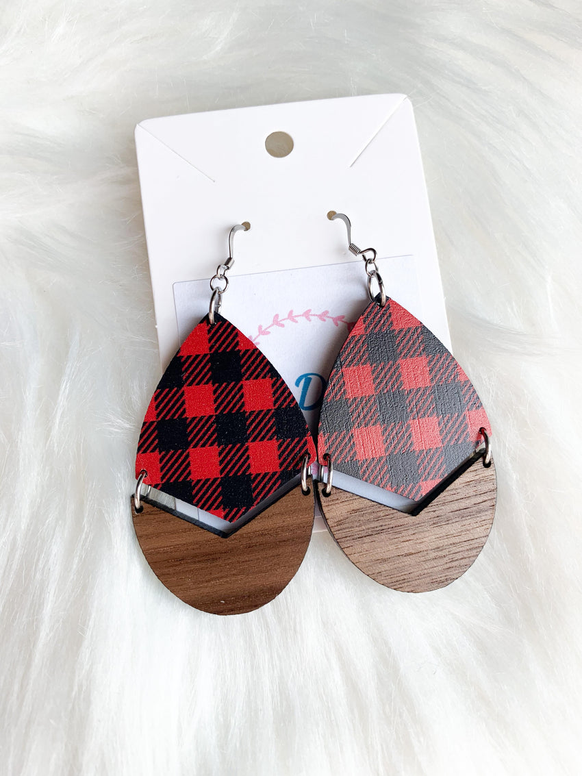 Red and Black Buffalo Plaid (Wood)