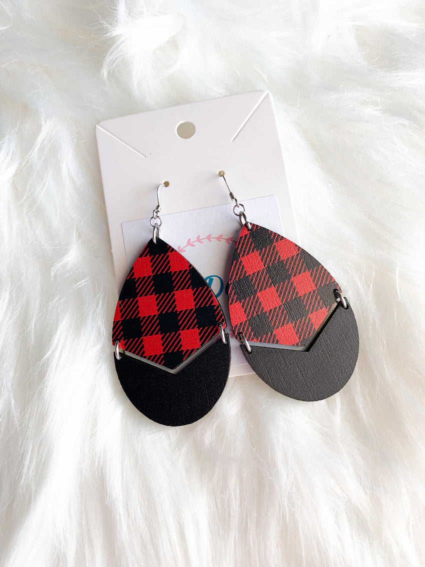 Red and Black Buffalo Plaid (Wood)