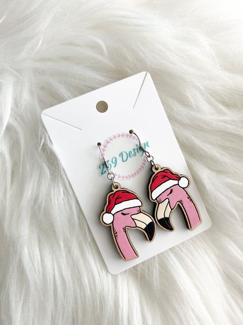 Flamingo Santa Hat Dangles