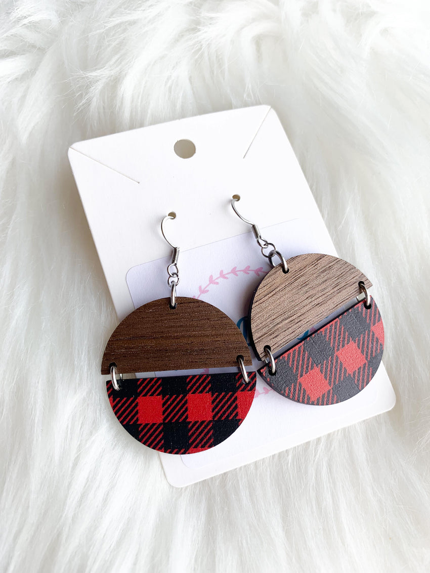 Red and Black Buffalo Plaid (Wood)