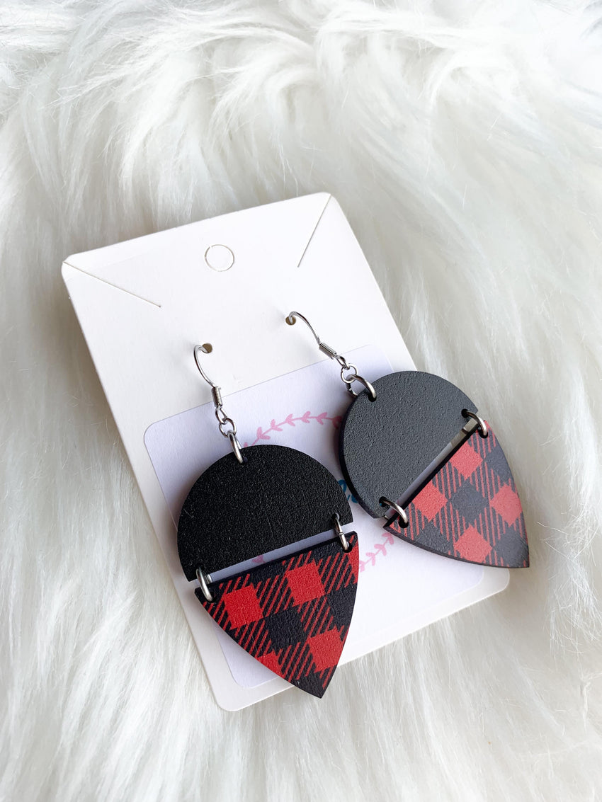 Red and Black Buffalo Plaid (Wood)