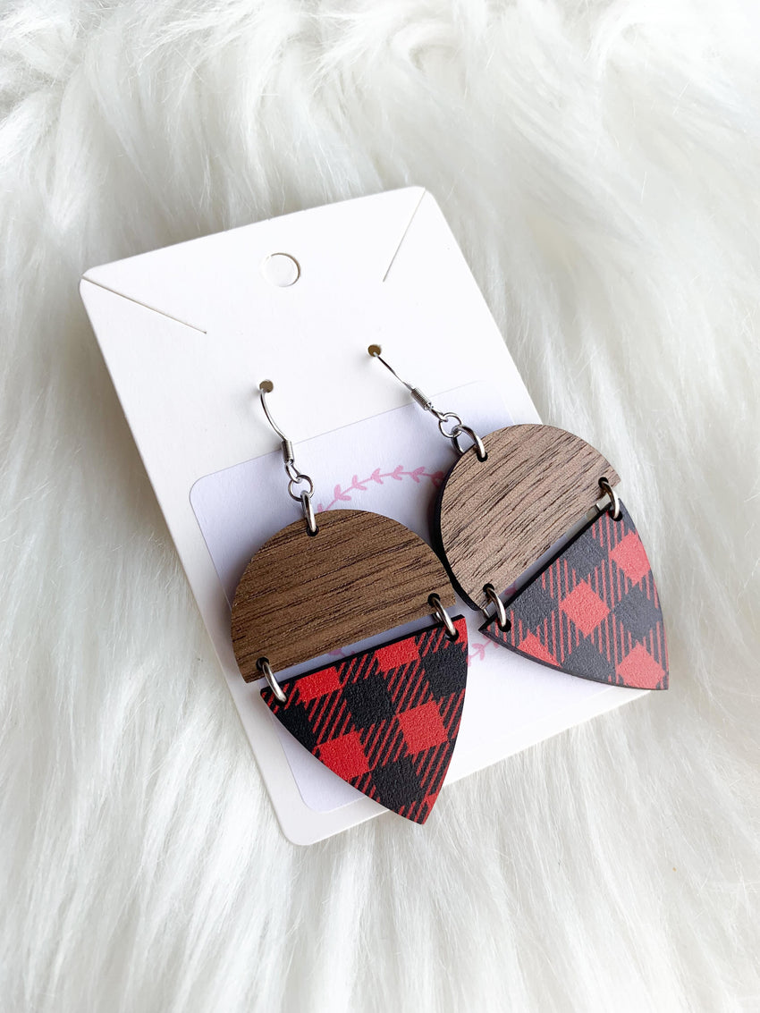 Red and Black Buffalo Plaid (Wood)