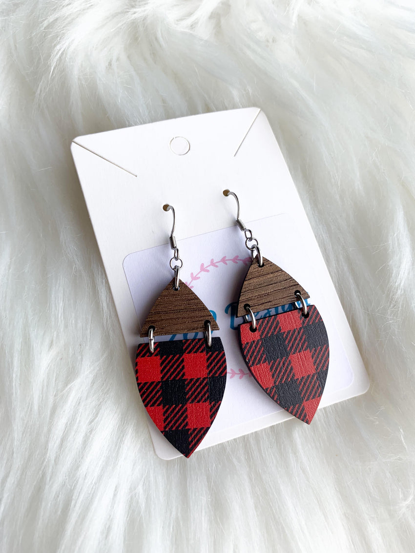 Red and Black Buffalo Plaid (Wood)