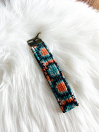 Teal and Orange Burst Keychain