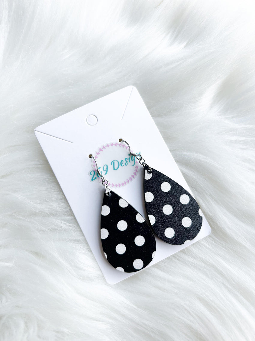 Black and White Polka Dot Teardrops