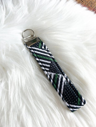 Thin Green Line Flag Keychain