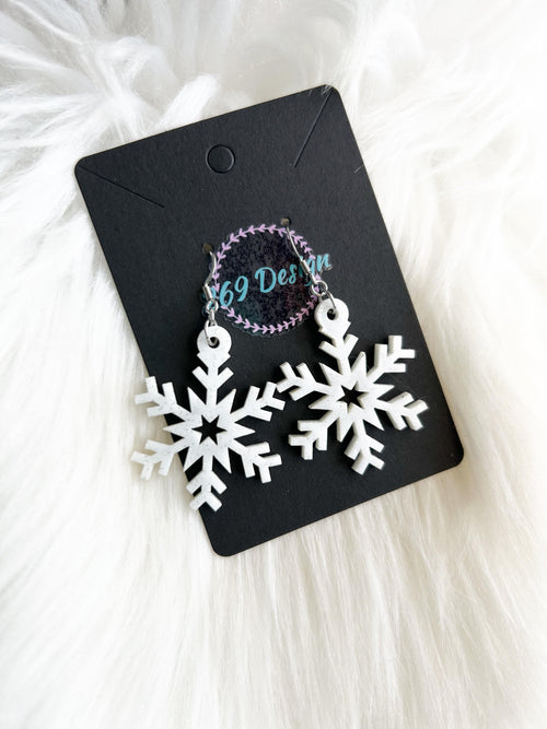 White Glitter Snowflake Dangles