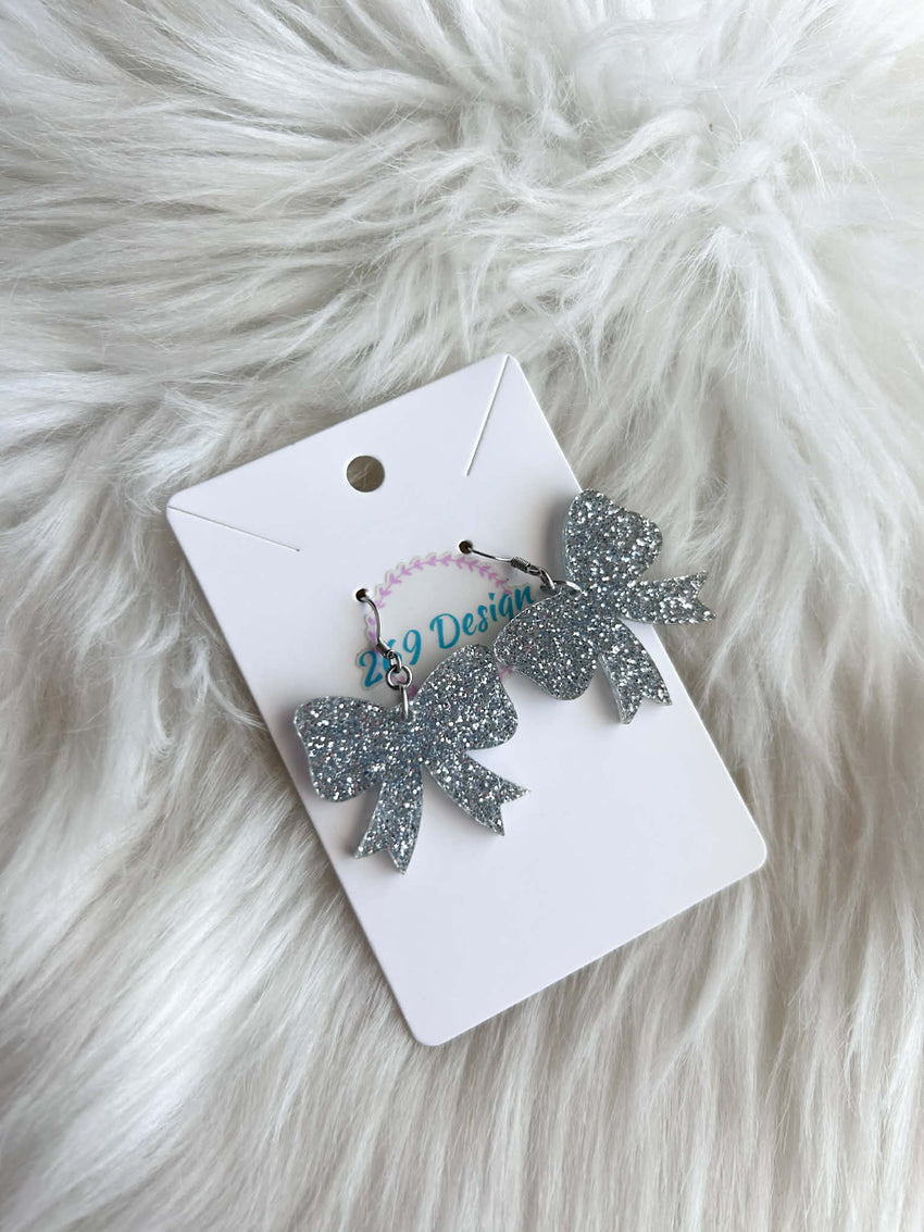 Glitter Bow Dangles