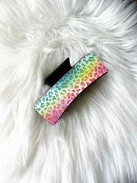 Rainbow Leopard Print Hair Clip (Large)