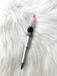 Disco Ball - Pink Checker/Pink/Black on Silver Pen