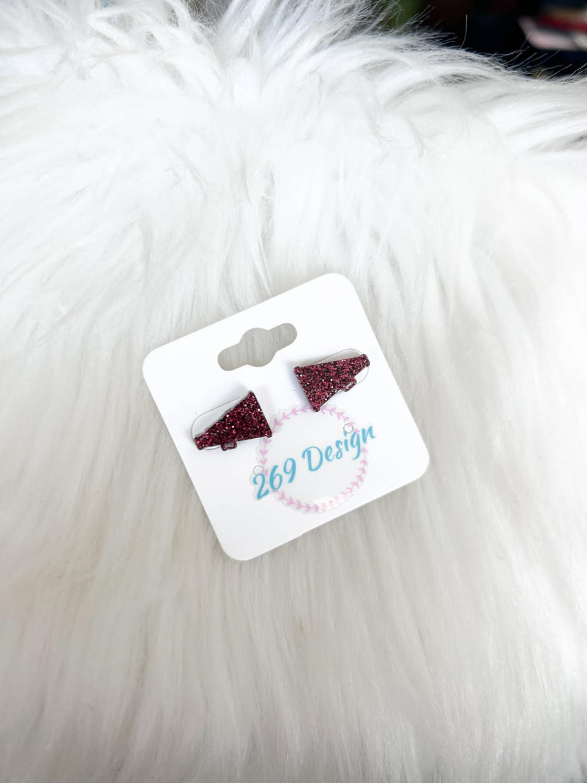 Glitter Megaphone Studs