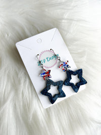 Stacked Star Dangles (Red White and Blue Star Glitter)