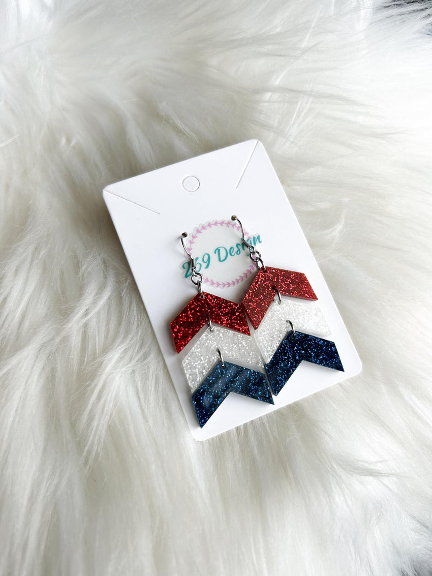 Patriotic Chevron Dangles