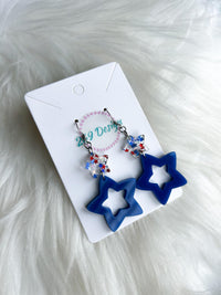 Stacked Star Dangles (Red White and Blue Star Glitter)