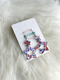 Stacked Star Dangles (Red White and Blue Star Glitter)