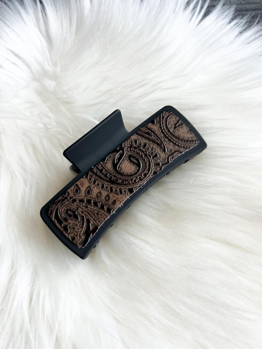 Embossed Leather Hair Clip (Large)