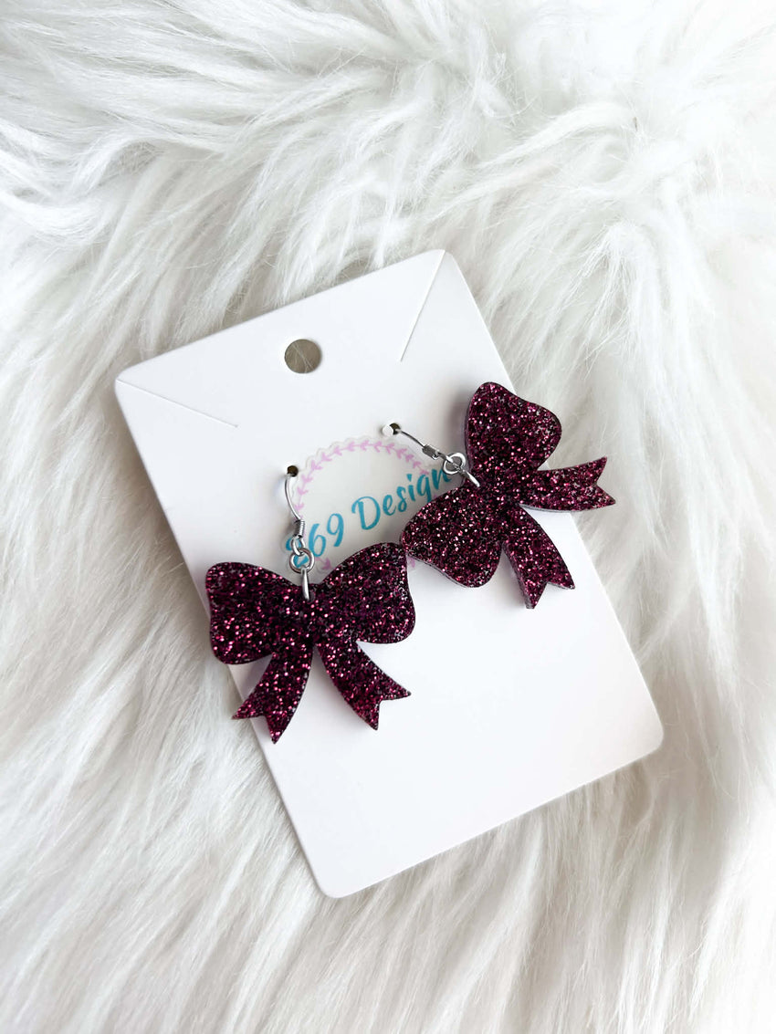Glitter Bow Dangles
