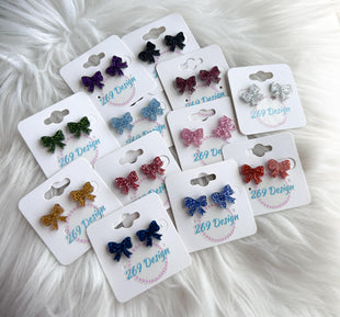 Glitter Bow Studs
