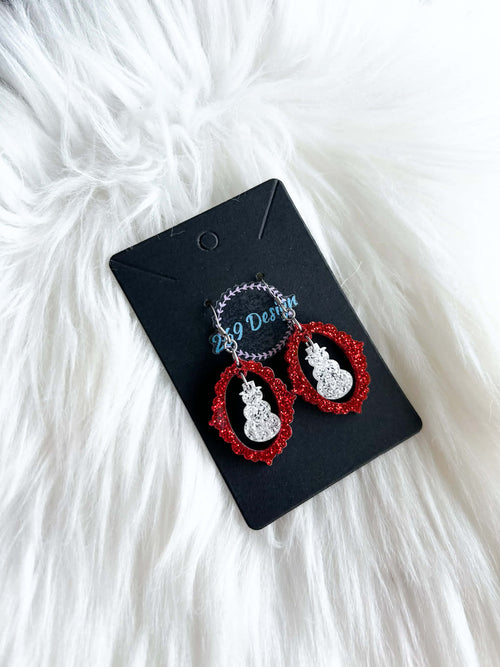 Glitter Snowman with Red Frame