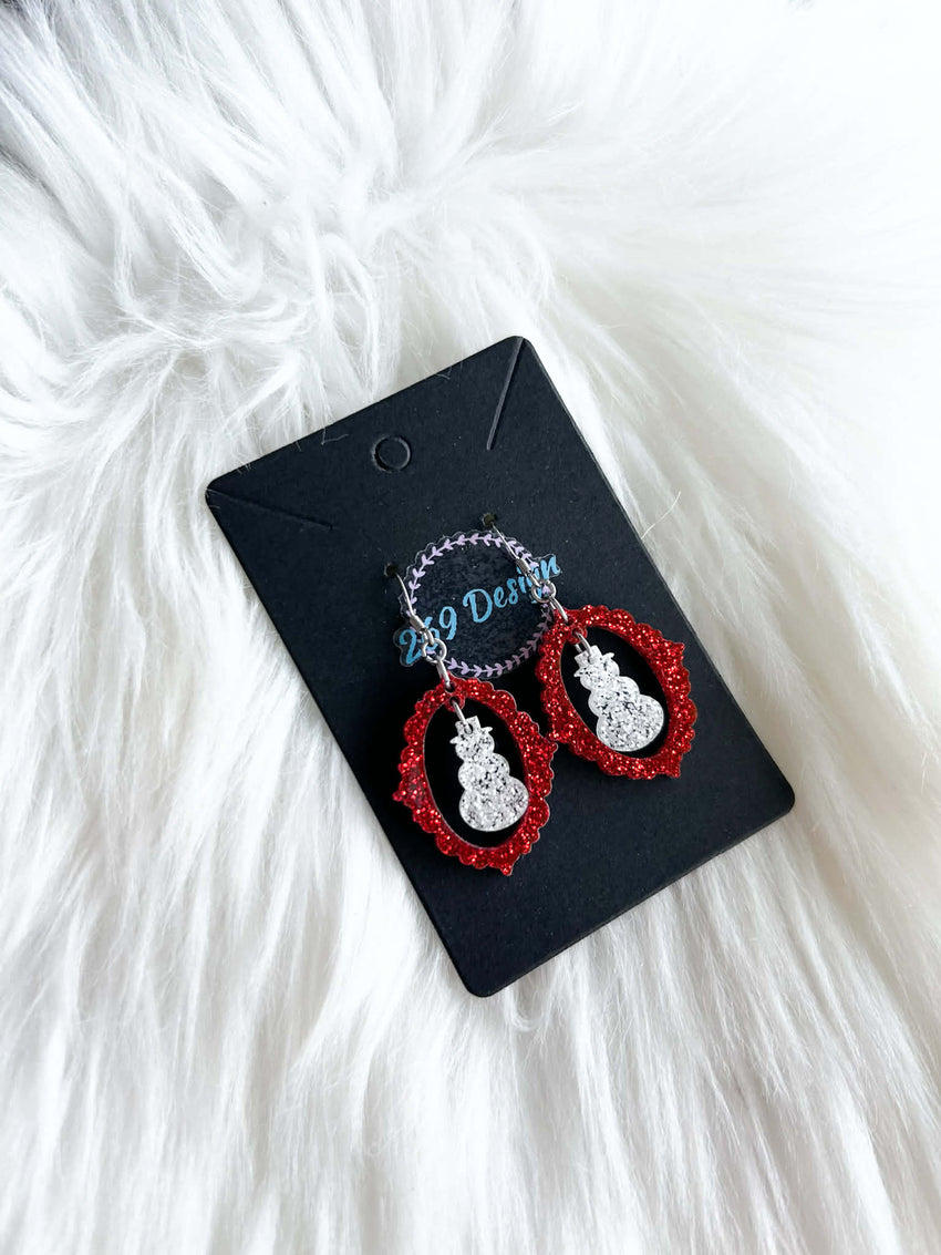 Glitter Snowman with Red Frame