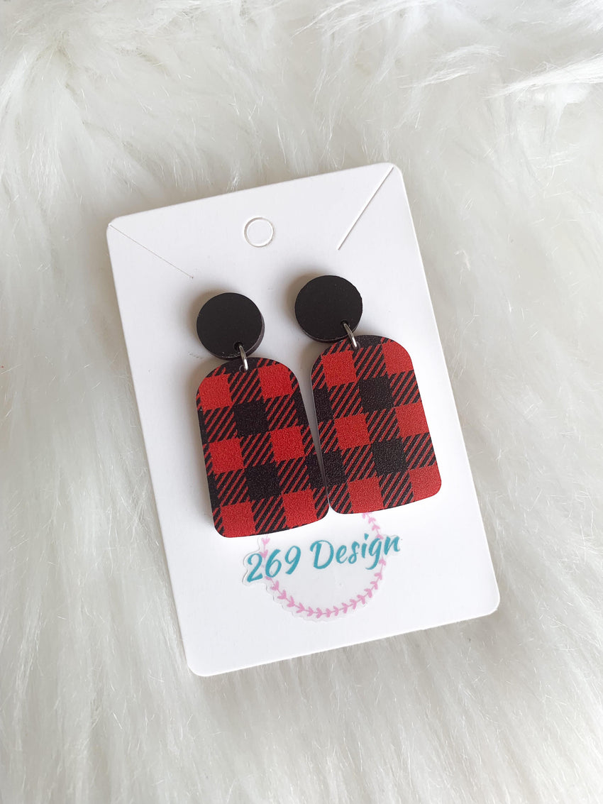 Red and Black Buffalo Plaid (Wood)