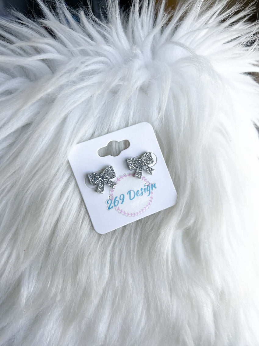 Glitter Bow Studs
