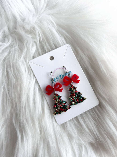 Glitter Tree with Bow Dangles