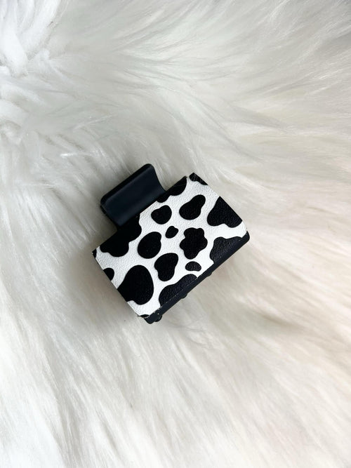 Black and White Cow Print Hair Clip (Small)