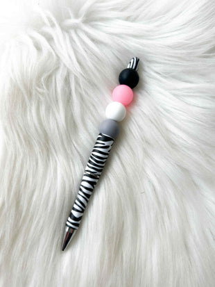 Black/Pink/White/Gray on Zebra Print Pen