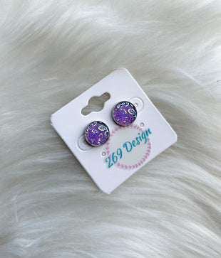 Purple Flower Dome Studs