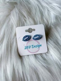 Light Blue Glitter Football Studs