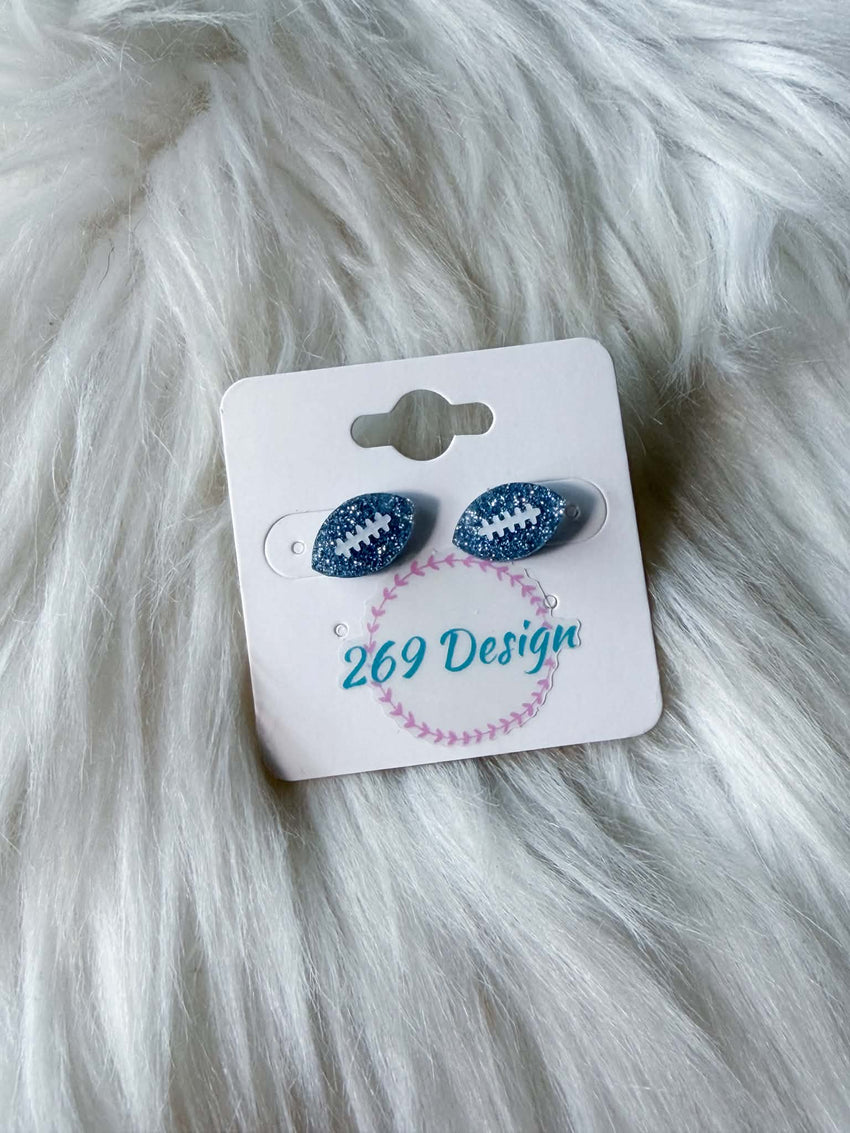 Light Blue Glitter Football Studs