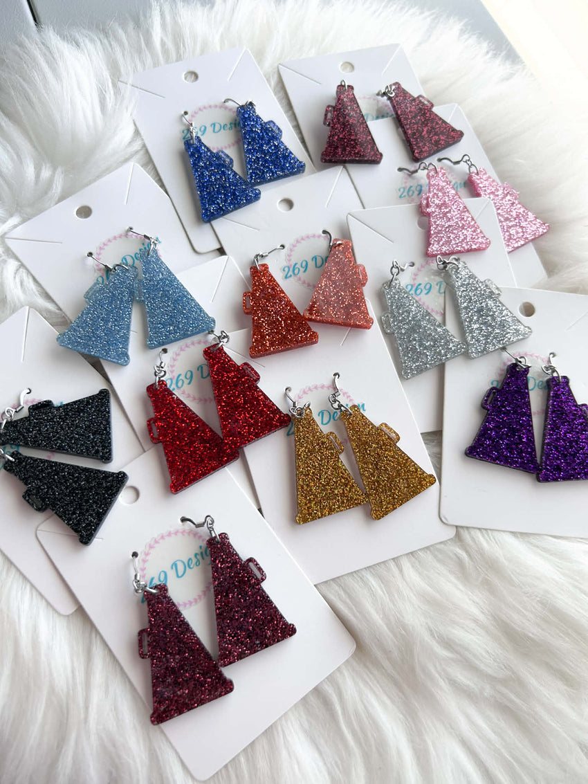 Glitter Megaphone Dangles