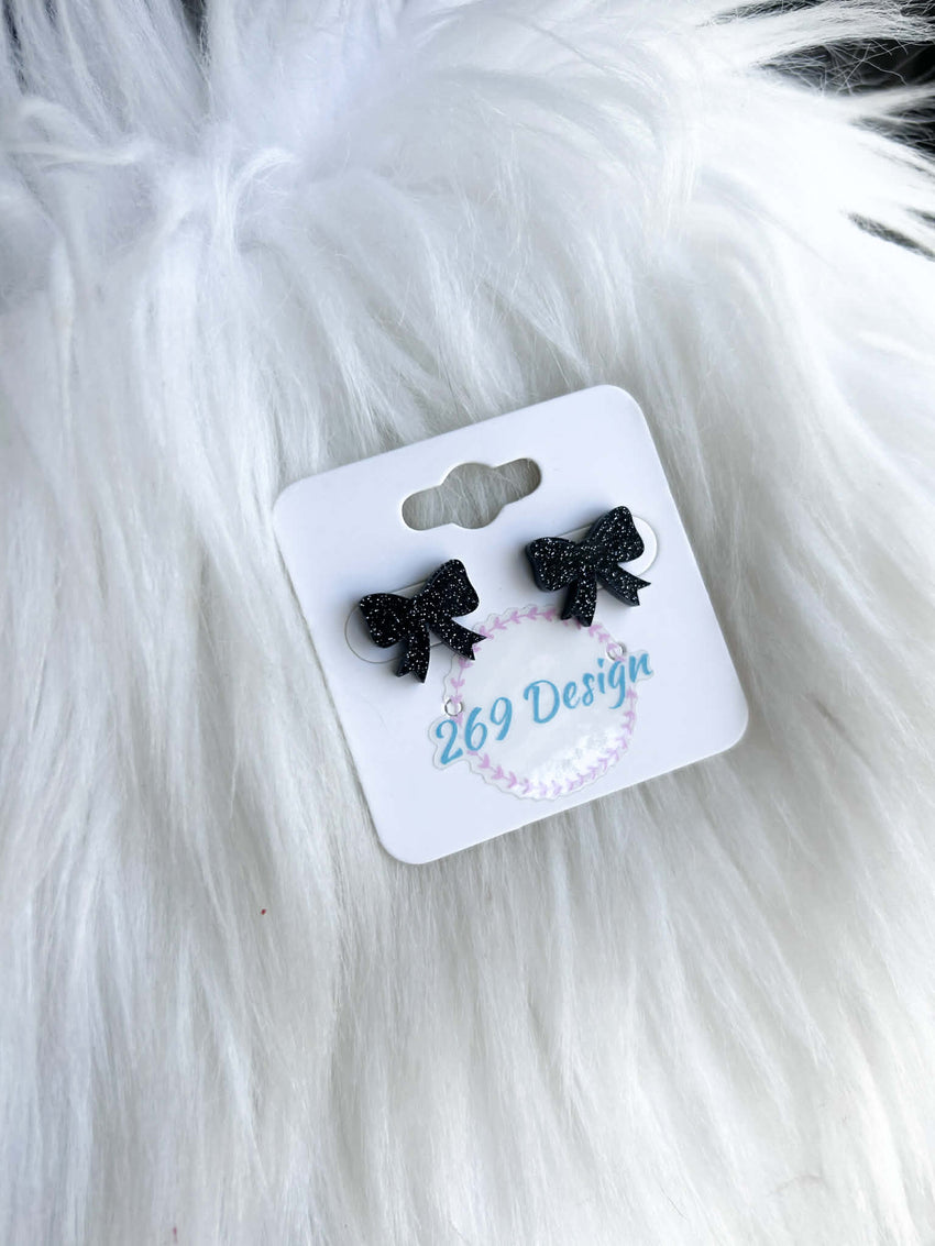 Glitter Bow Studs