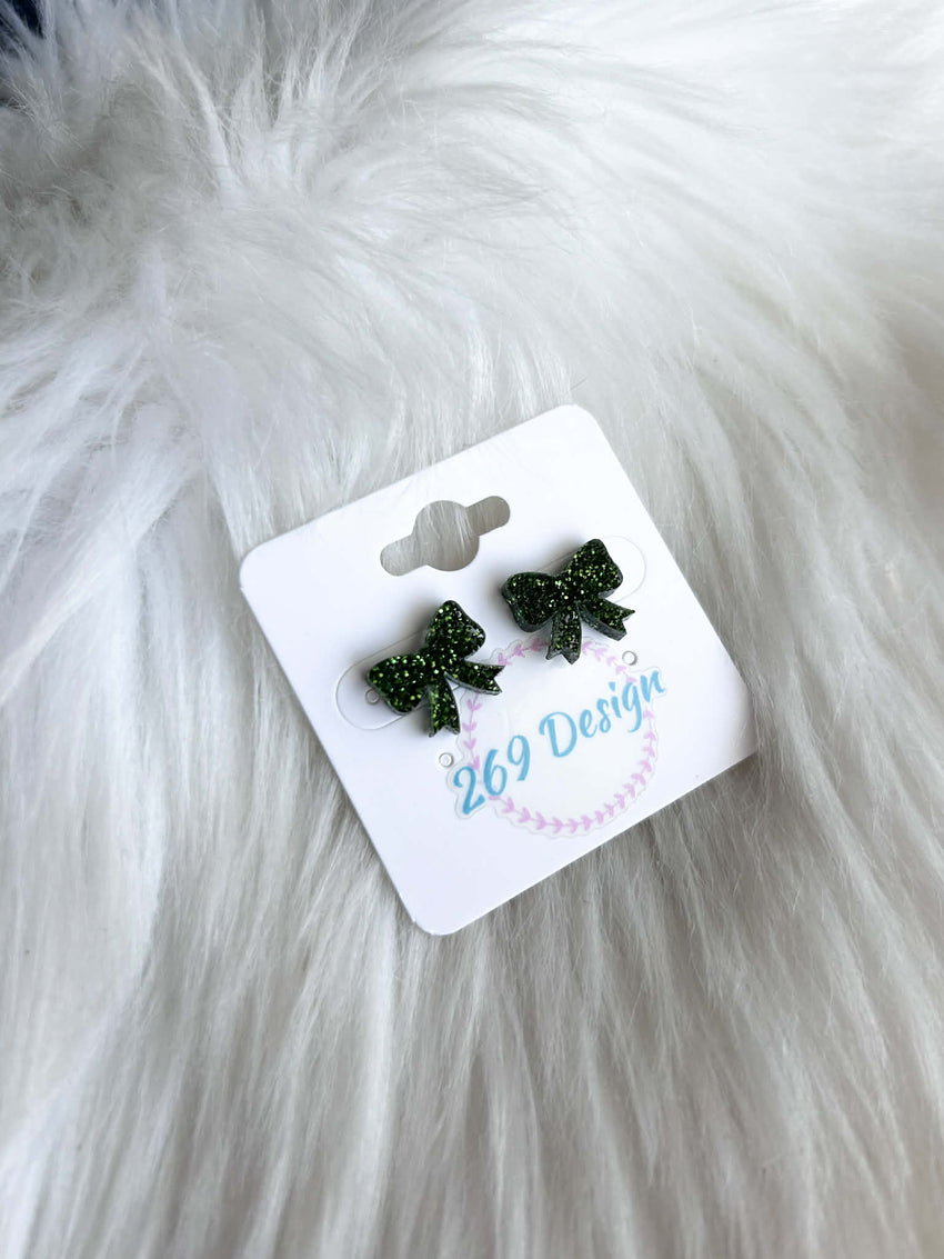 Glitter Bow Studs