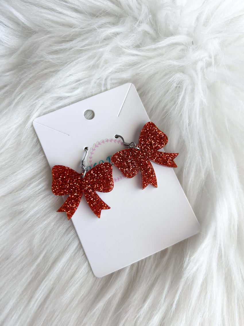 Glitter Bow Dangles