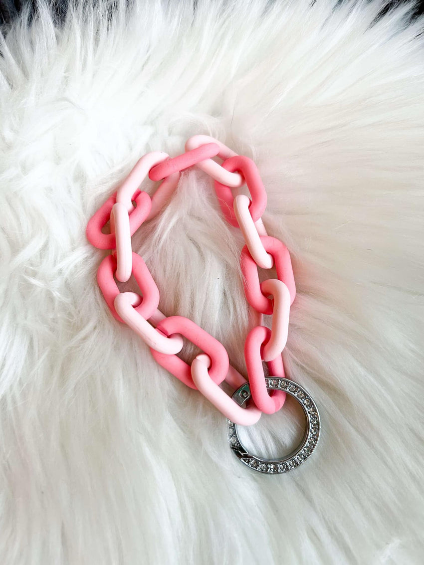 Two Tone Pink Chain Wristlet