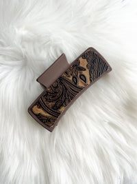 Embossed Leather Hair Clip (Large)