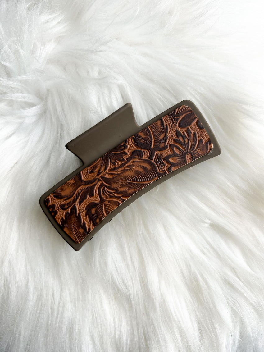 Embossed Leather Hair Clip (Large)